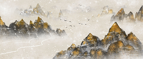 [P018]中国风意境水墨山水画古风山水装饰画PSD素材